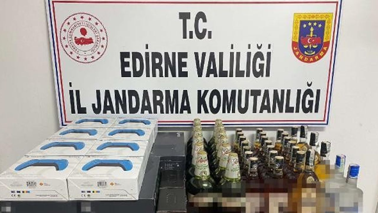 Edirne’de kaçak 10 oyun konsolu ve 40 şişe içki ele geçirildi